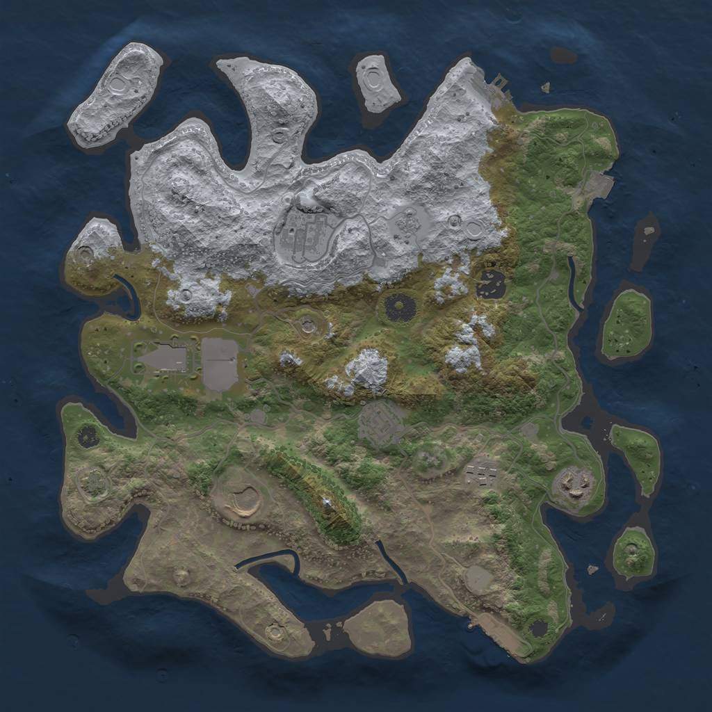 Rust Map: Procedural Map, Size: 3500, Seed: 1432560949, 15 Monuments