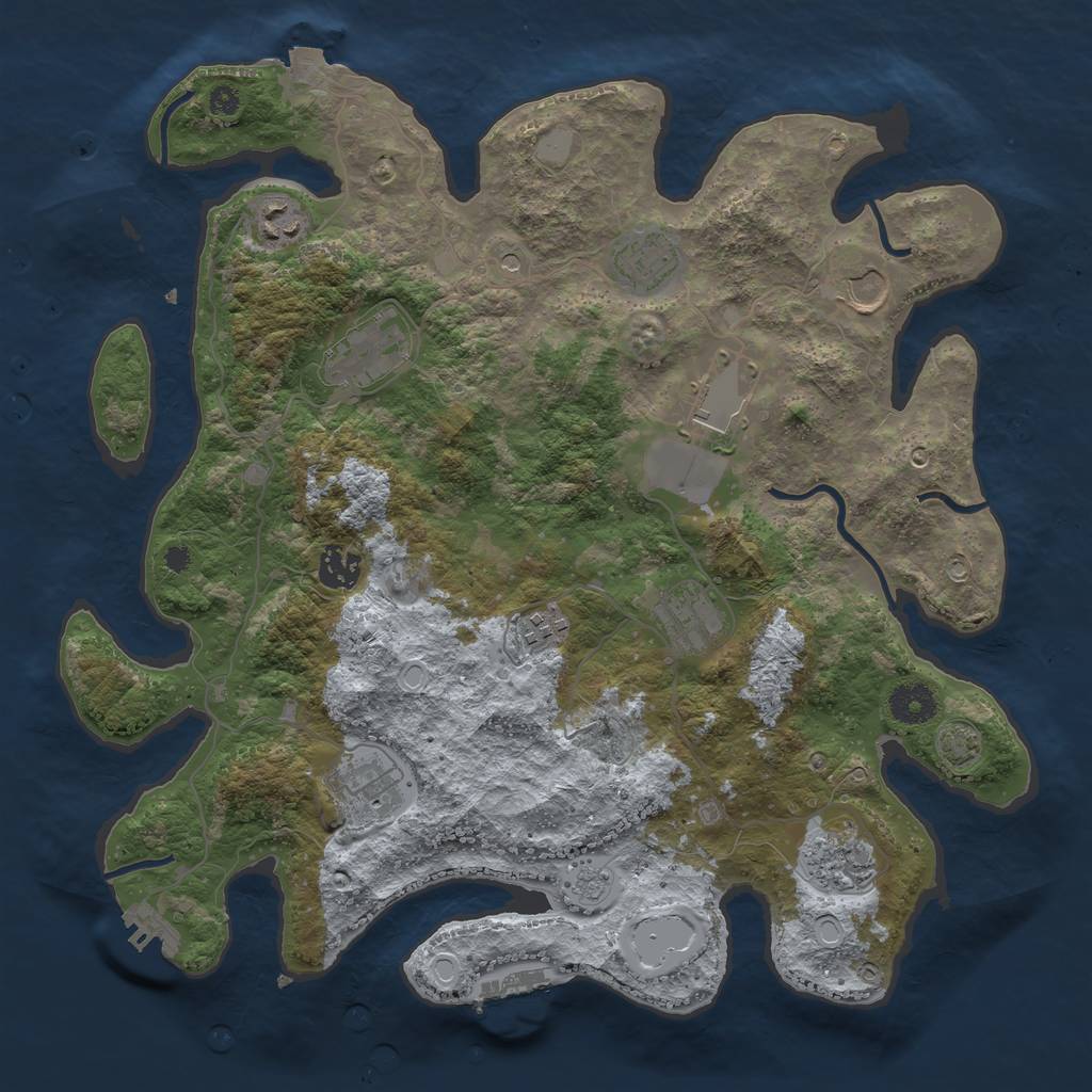 Rust Map: Procedural Map, Size: 3700, Seed: 41335805, 18 Monuments