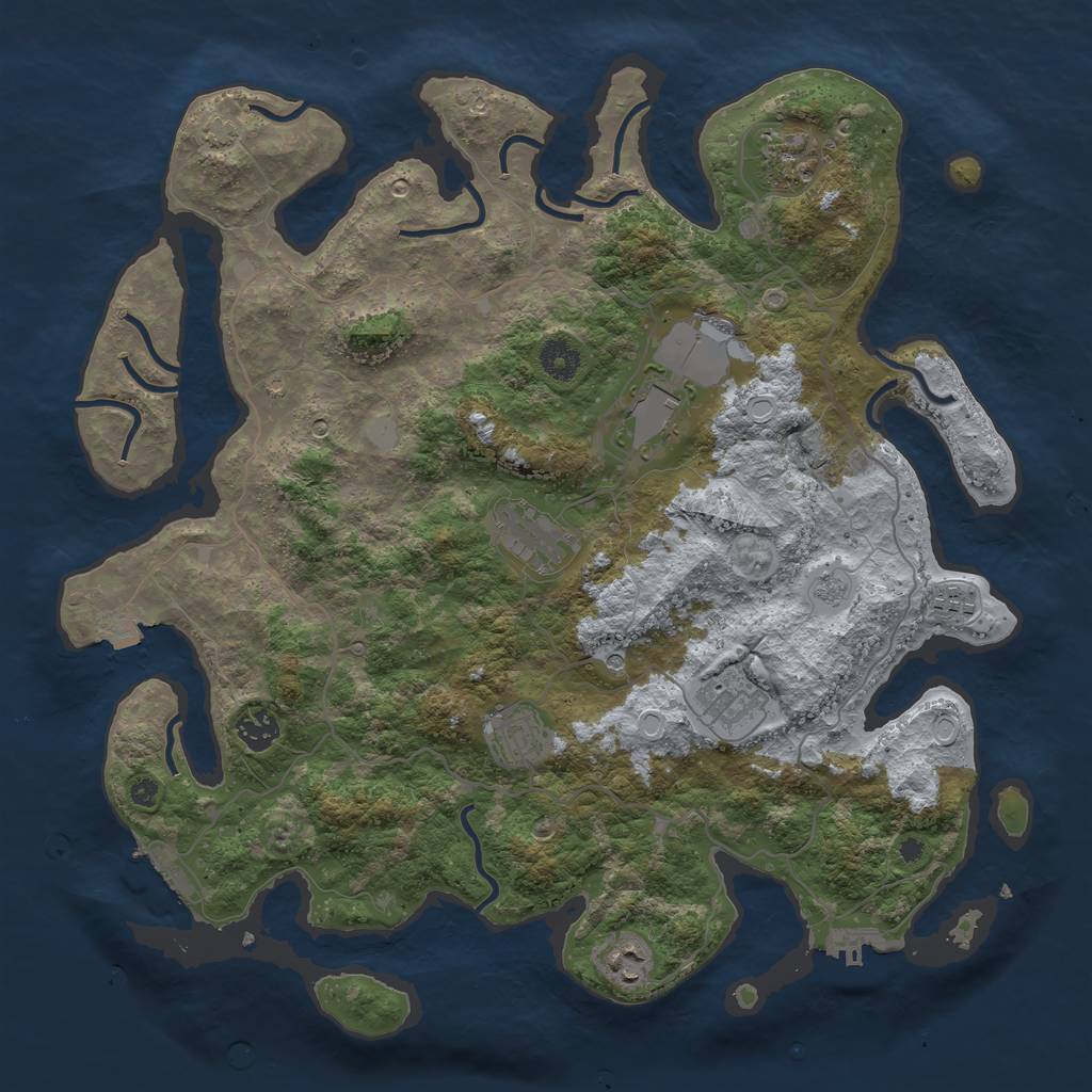 Rust Map: Procedural Map, Size: 4000, Seed: 1350438125, 16 Monuments