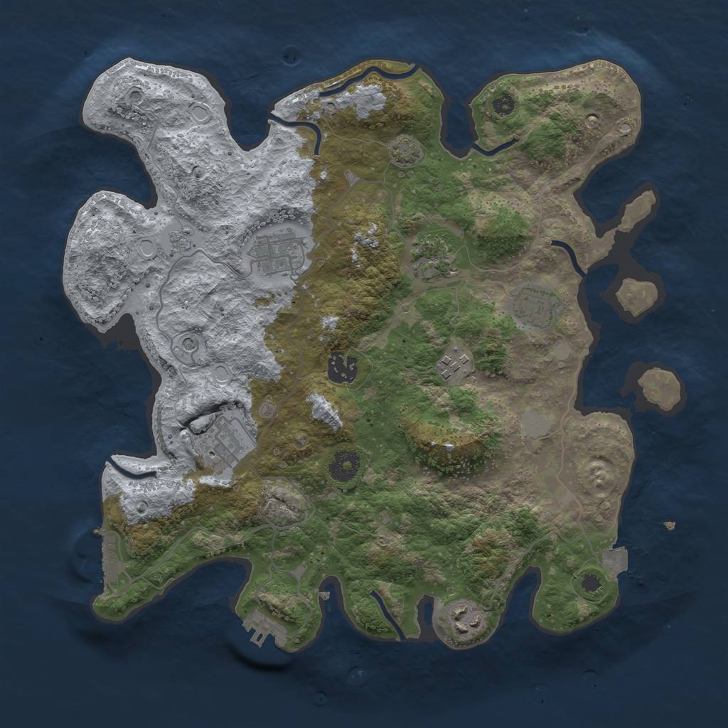 Rust Map: Procedural Map, Size: 3450, Seed: 33202972, 15 Monuments