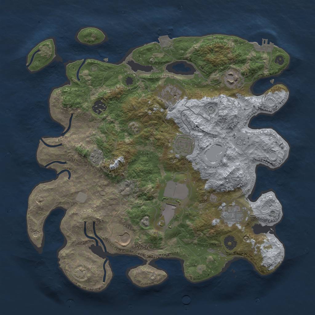Rust Map: Procedural Map, Size: 3500, Seed: 343946126, 15 Monuments
