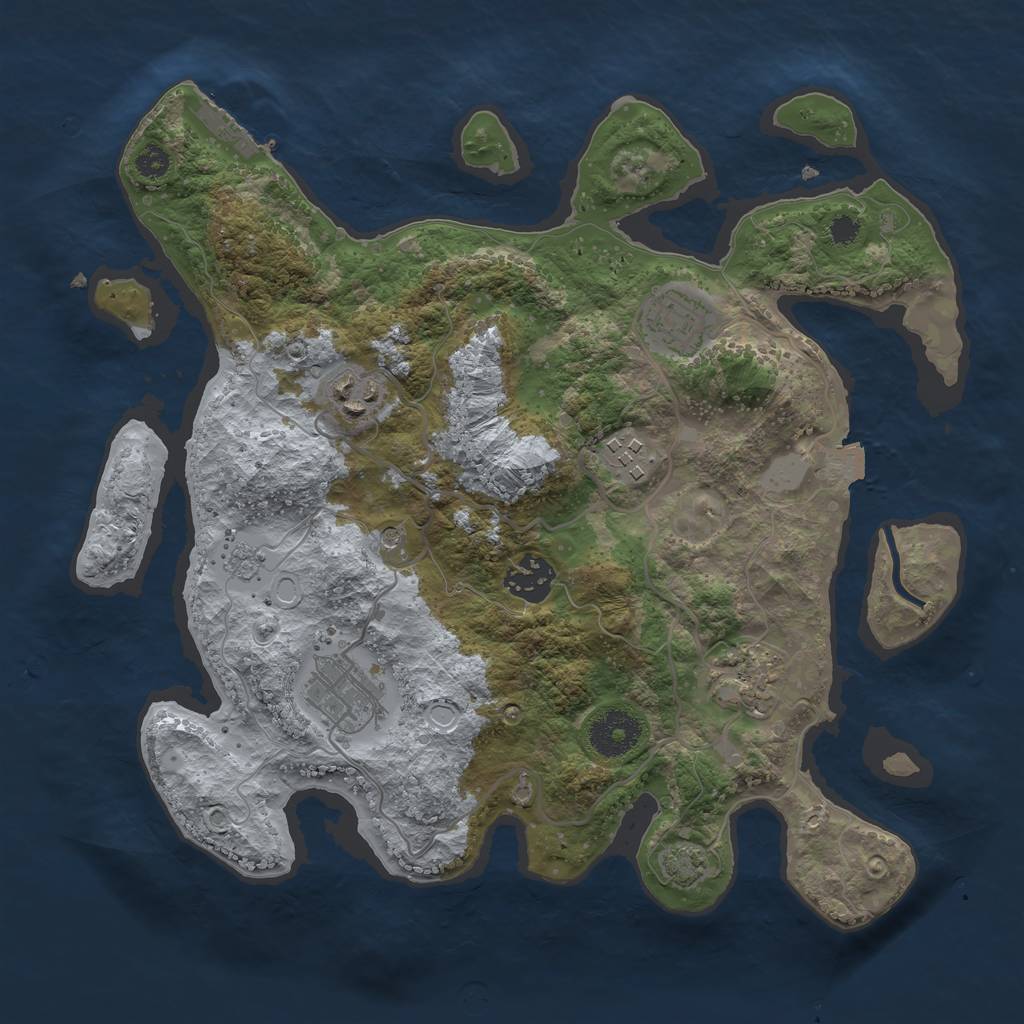 Rust Map: Procedural Map, Size: 3200, Seed: 25412423, 13 Monuments