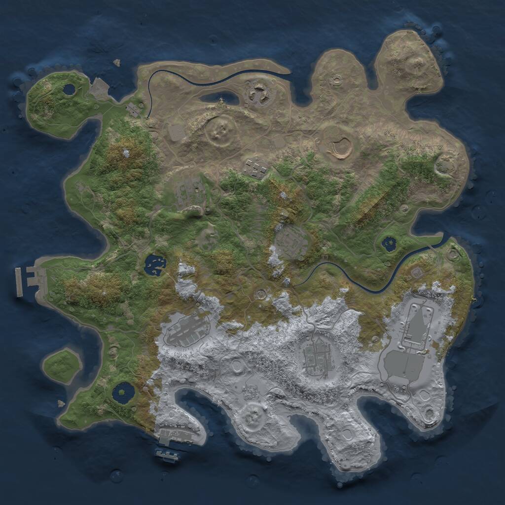 Rust Map: Procedural Map, Size: 3500, Seed: 51278585, 15 Monuments