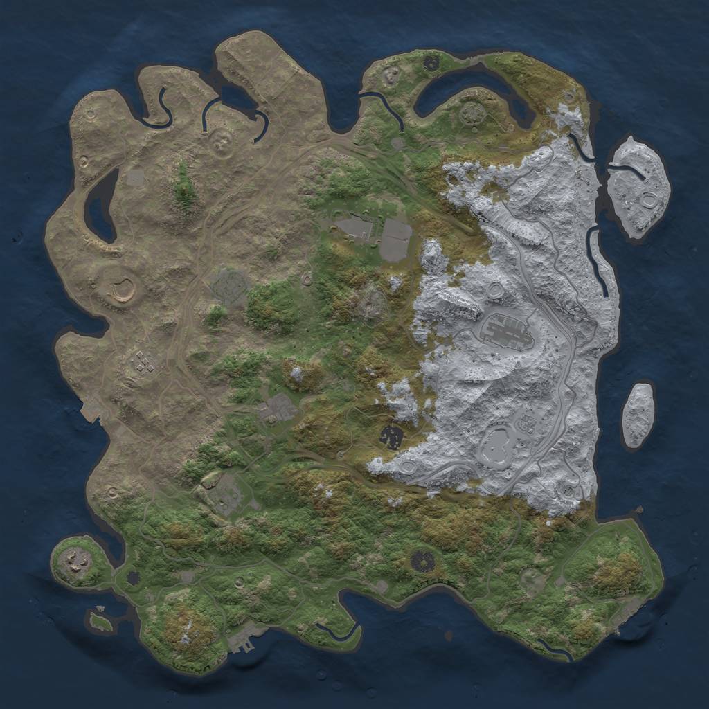 Rust Map: Procedural Map, Size: 4500, Seed: 7250605, 17 Monuments
