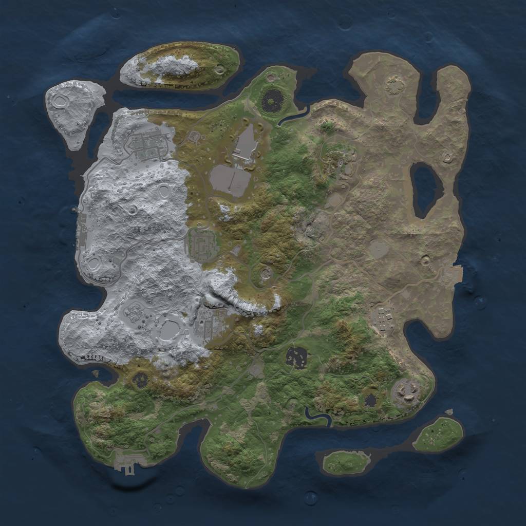 Rust Map: Procedural Map, Size: 3500, Seed: 1232023725, 16 Monuments