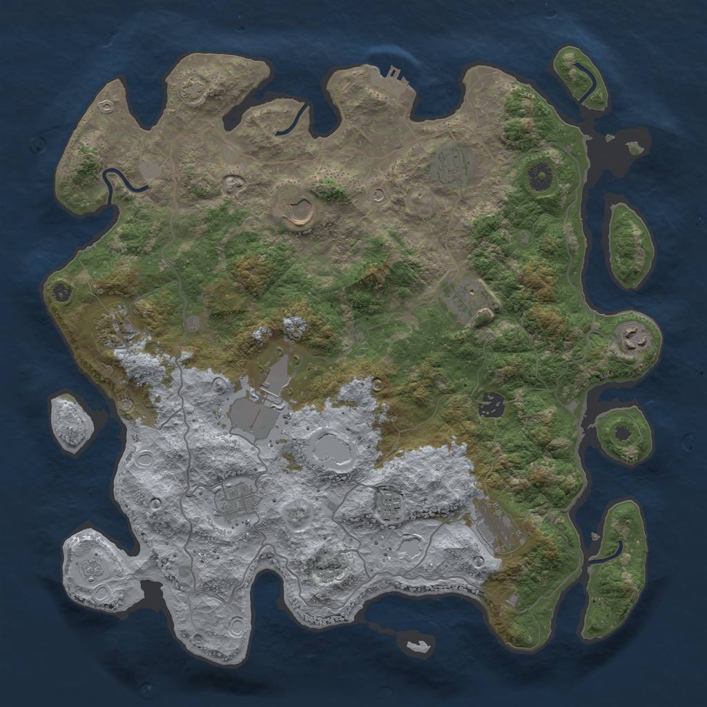 Rust Map: Procedural Map, Size: 4000, Seed: 1274281026, 17 Monuments