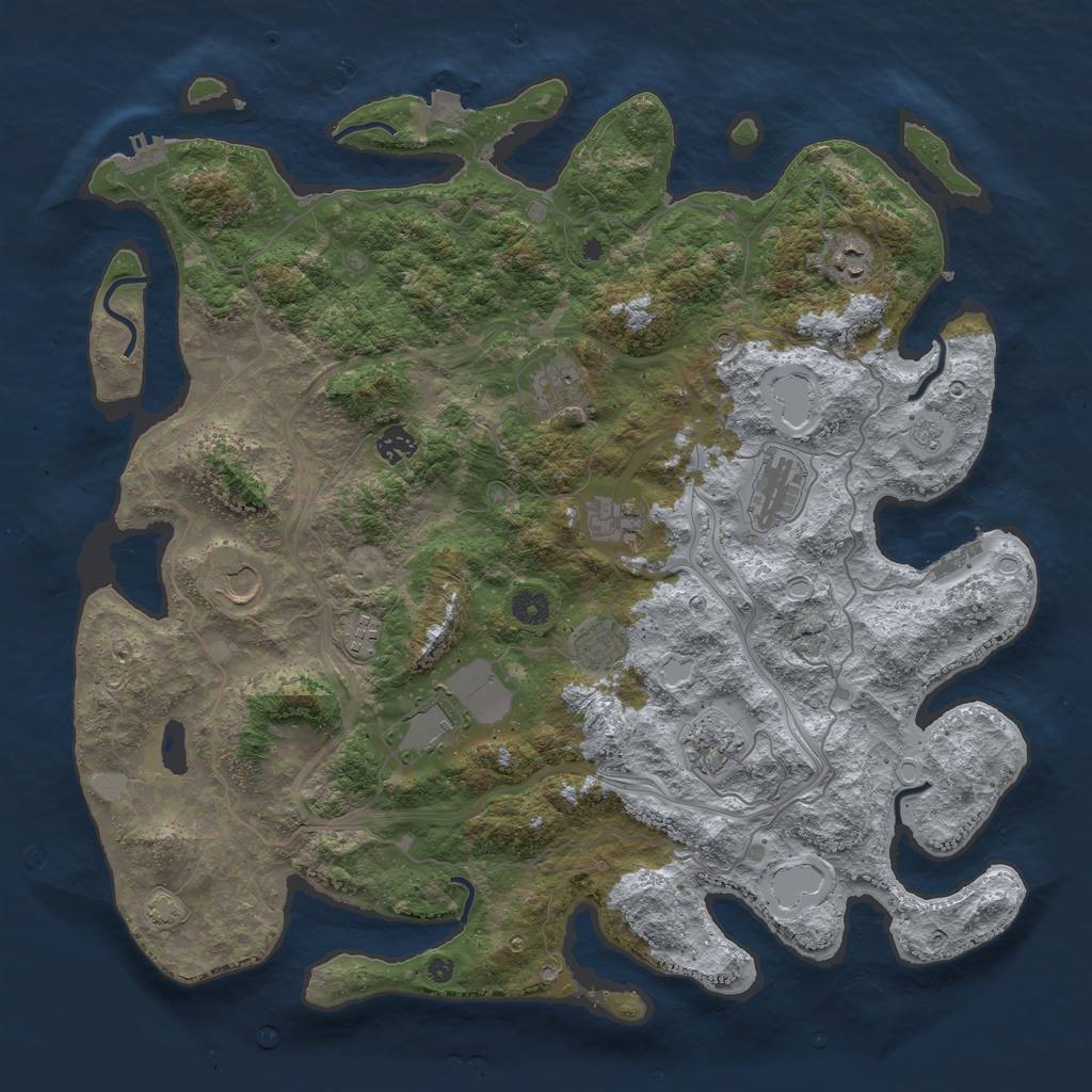 Rust Map: Procedural Map, Size: 4400, Seed: 91251846, 18 Monuments