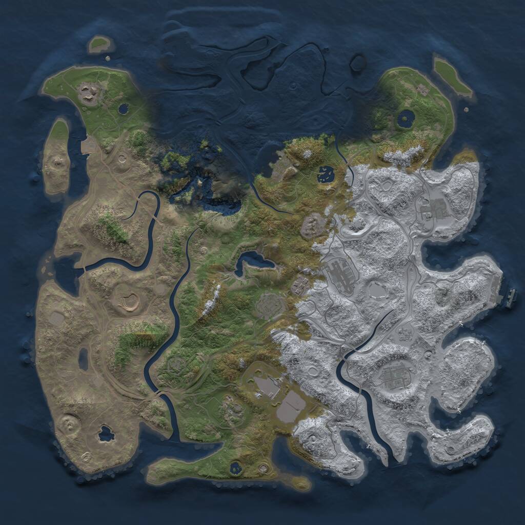 Rust Map: Procedural Map, Size: 4400, Seed: 91251846, 17 Monuments