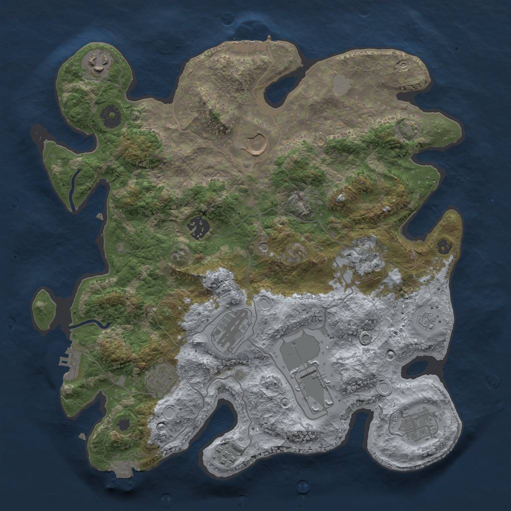 Rust Map: Procedural Map, Size: 3500, Seed: 3219416, 17 Monuments