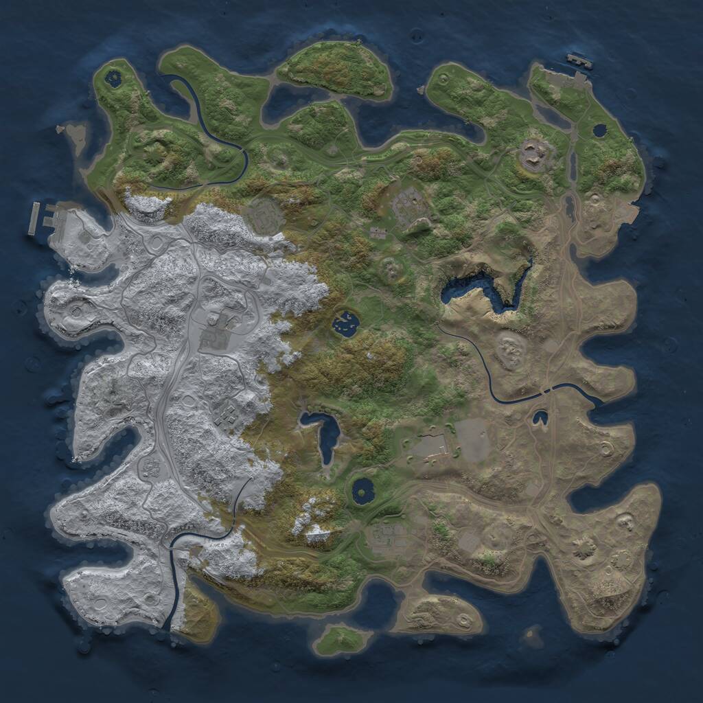Rust Map: Procedural Map, Size: 4250, Seed: 277040048, 14 Monuments