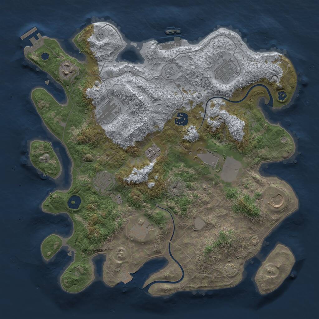 Rust Map: Procedural Map, Size: 3500, Seed: 44126198, 15 Monuments