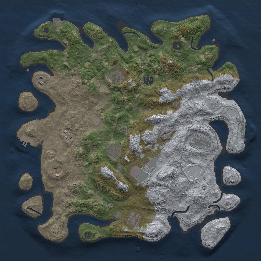Rust Map: Procedural Map, Size: 4000, Seed: 197588651, 17 Monuments