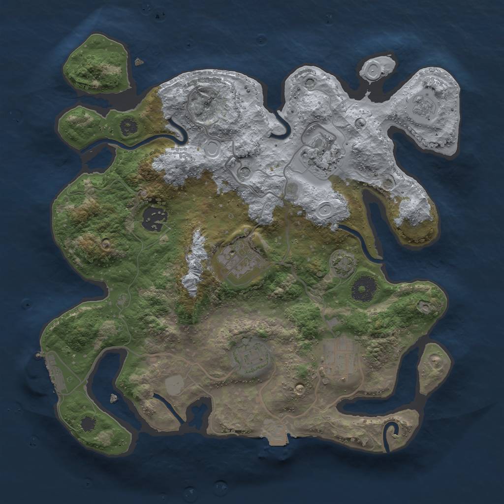 Rust Map: Procedural Map, Size: 3000, Seed: 2647019, 12 Monuments