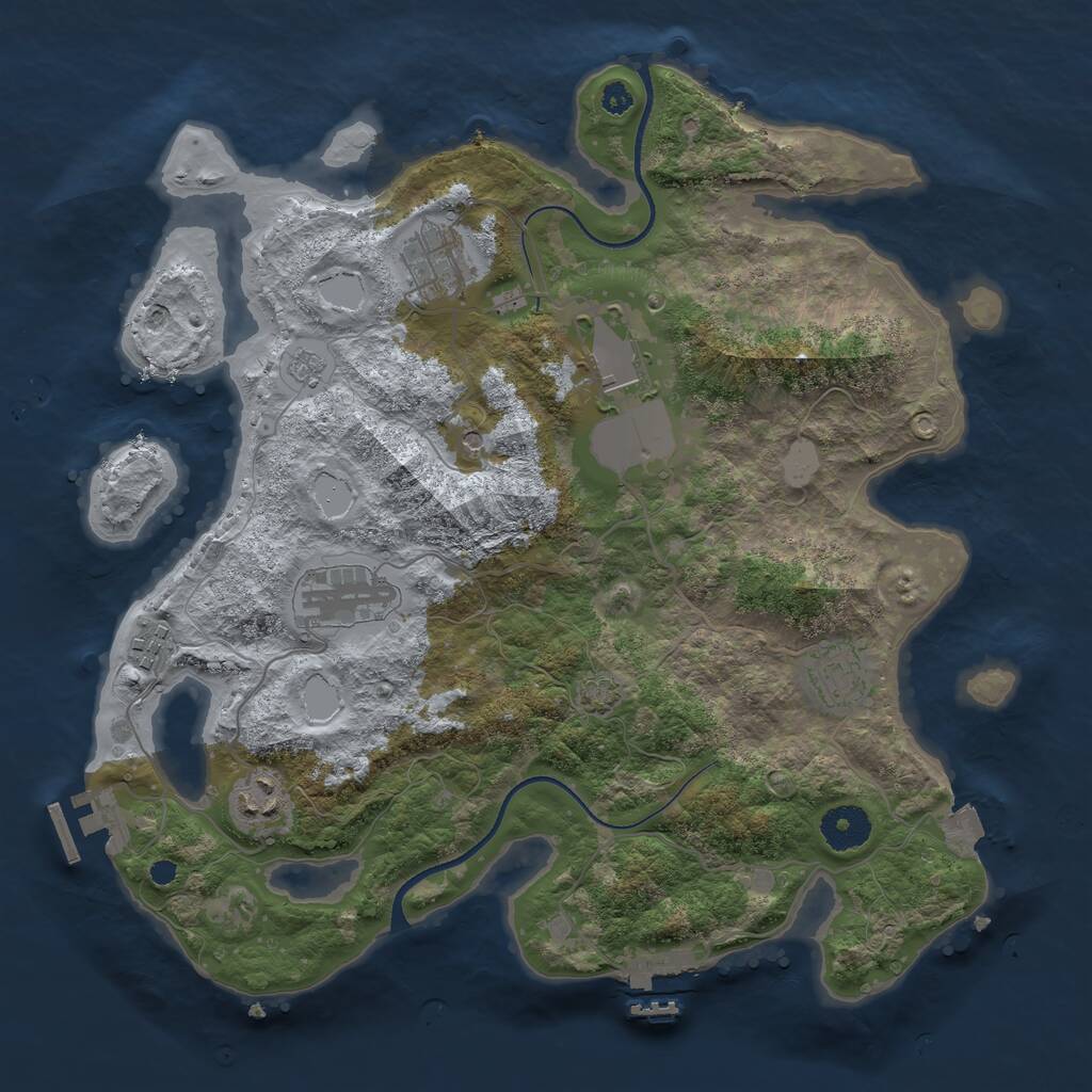Rust Map: Procedural Map, Size: 3500, Seed: 4123433, 12 Monuments
