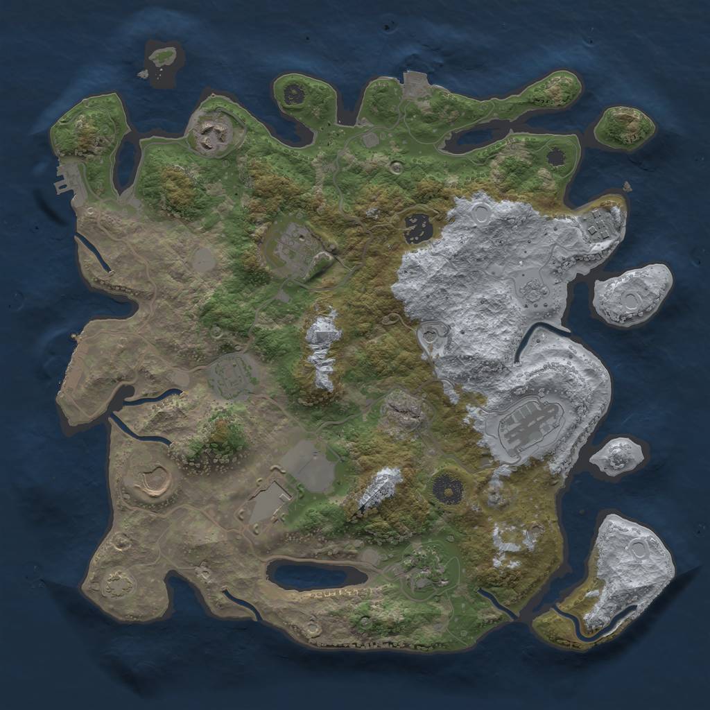 Rust Map: Procedural Map, Size: 3500, Seed: 51585859, 17 Monuments