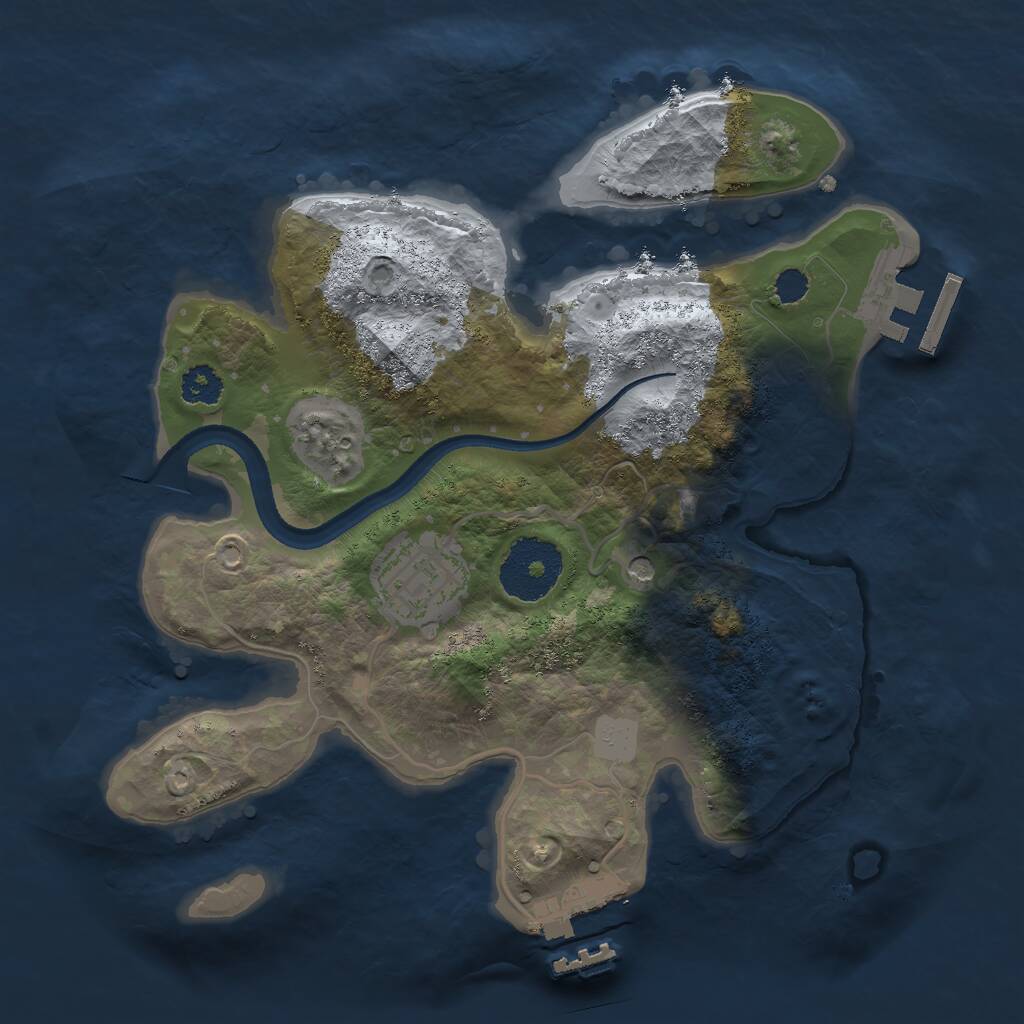 Rust Map: Procedural Map, Size: 2500, Seed: 2086320330, 5 Monuments