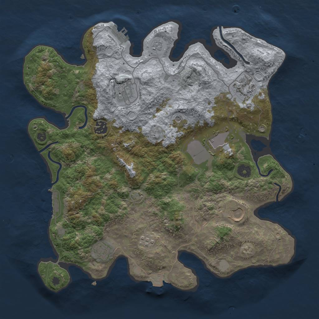 Rust Map: Procedural Map, Size: 3500, Seed: 123455121, 15 Monuments