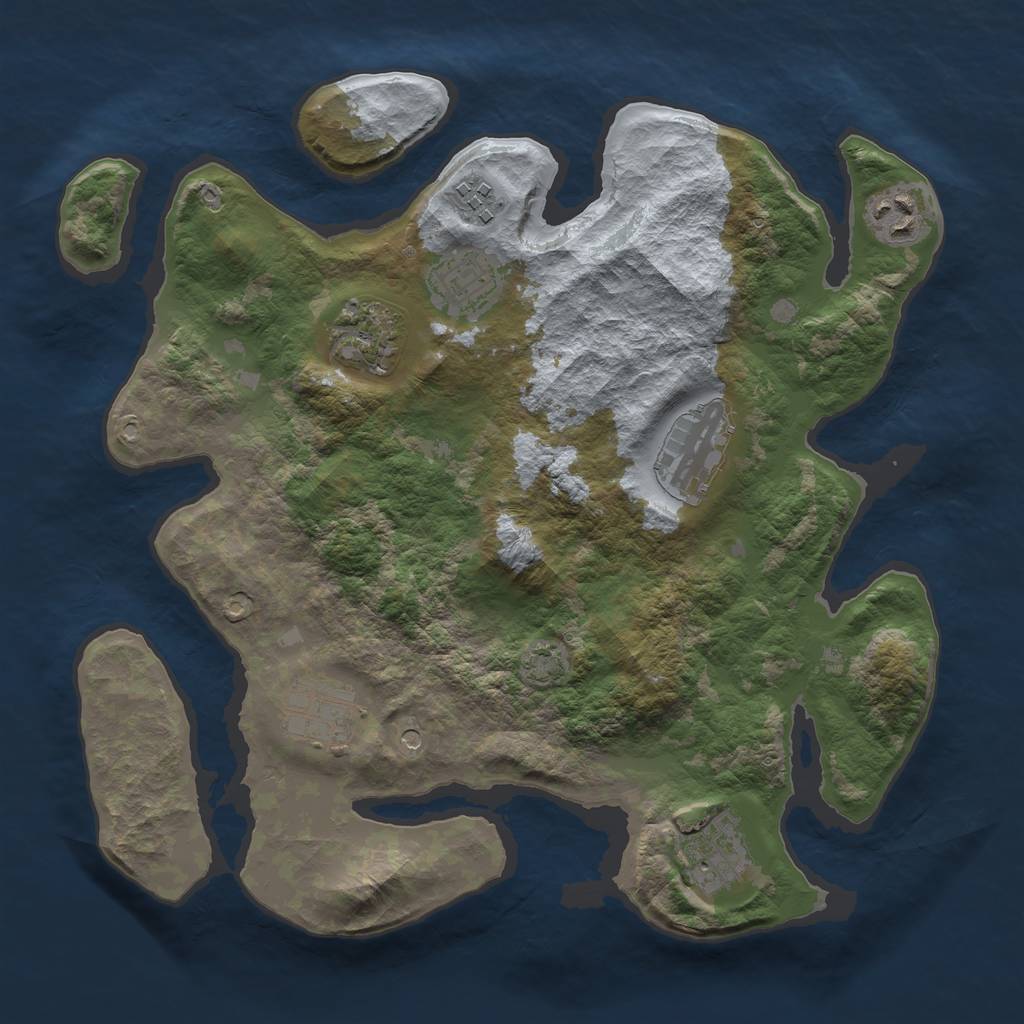 Rust Map: Barren, Size: 3250, Seed: 230824, 11 Monuments