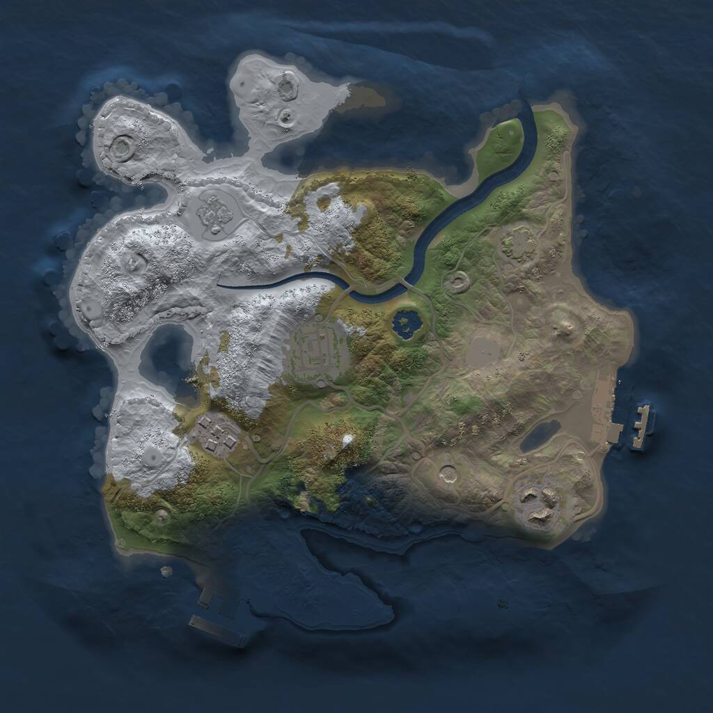 Rust Map: Procedural Map, Size: 2500, Seed: 650209595, 9 Monuments
