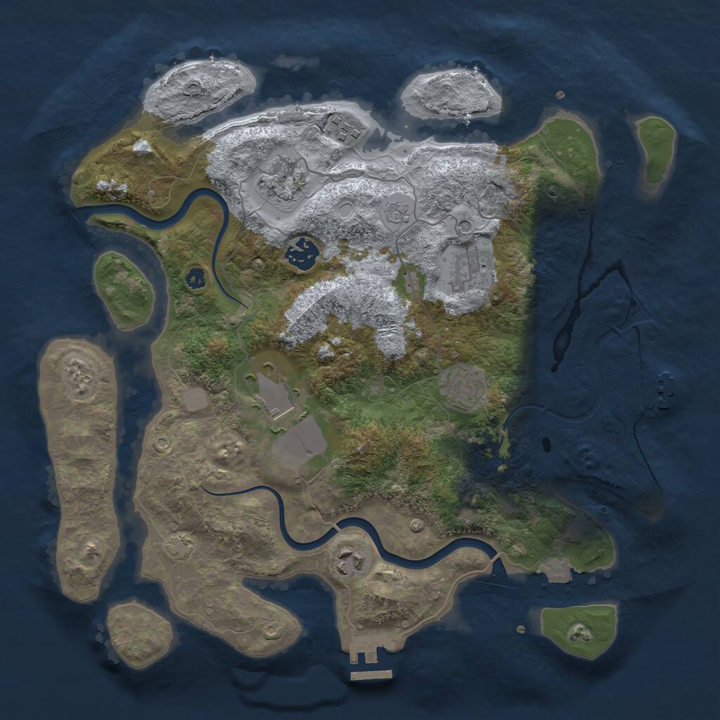 Rust Map: Procedural Map, Size: 3500, Seed: 743980201, 13 Monuments