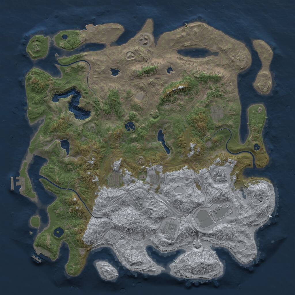 Rust Map: Procedural Map, Size: 4500, Seed: 1247226668, 15 Monuments