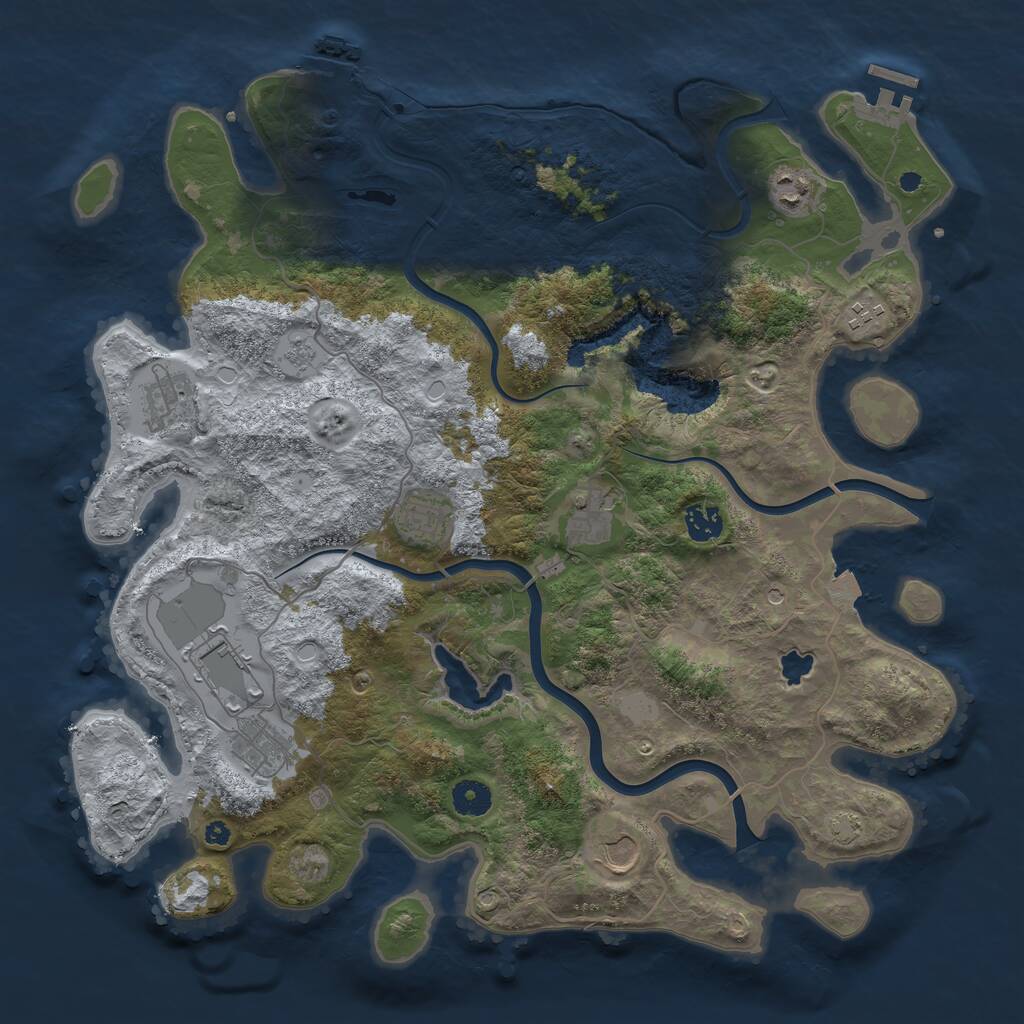 Rust Map: Procedural Map, Size: 4050, Seed: 43334523, 15 Monuments