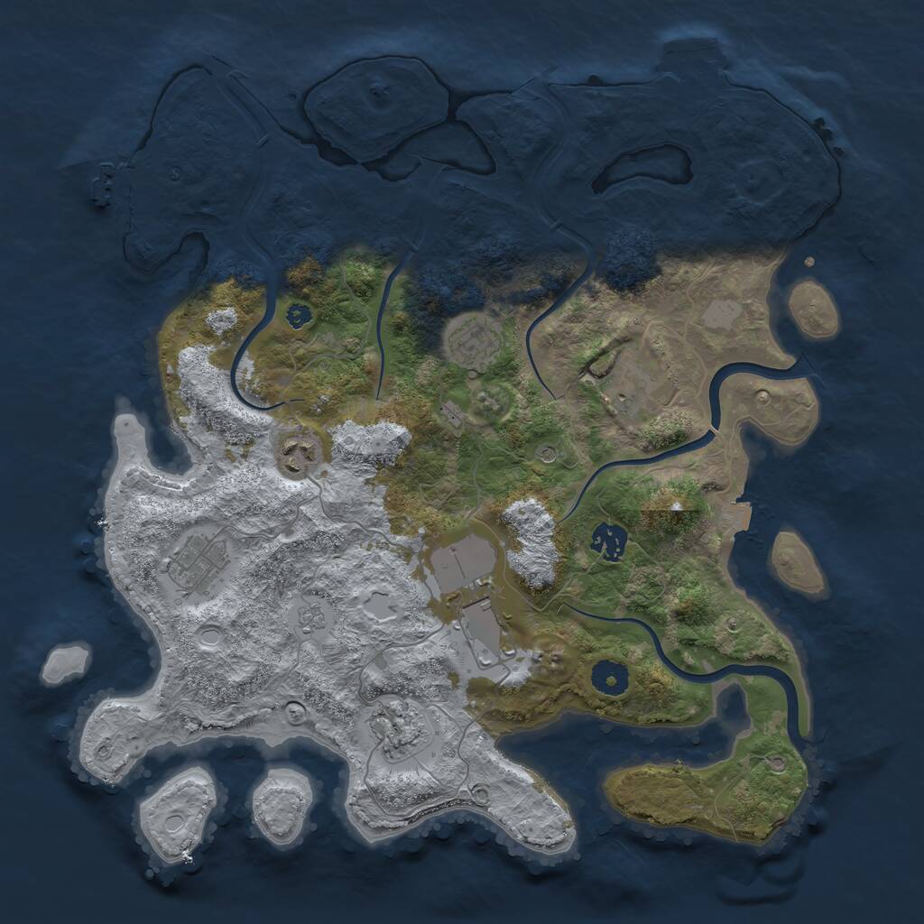 Rust Map: Procedural Map, Size: 3750, Seed: 926211255, 12 Monuments