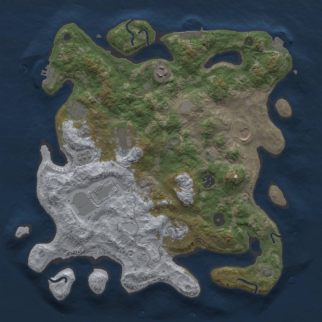 Rust Map: Procedural Map, Size: 3750, Seed: 926211255, 16 Monuments