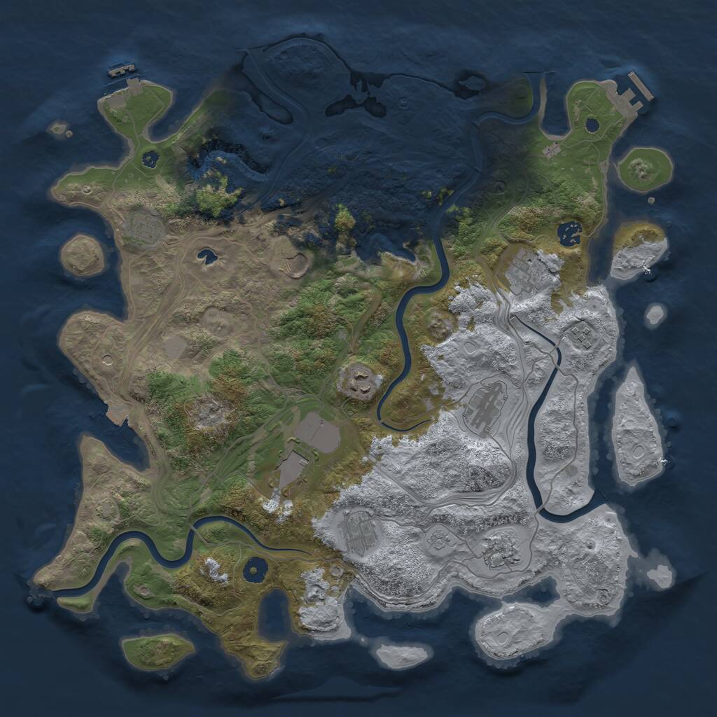 Rust Map: Procedural Map, Size: 4250, Seed: 1077607160, 16 Monuments