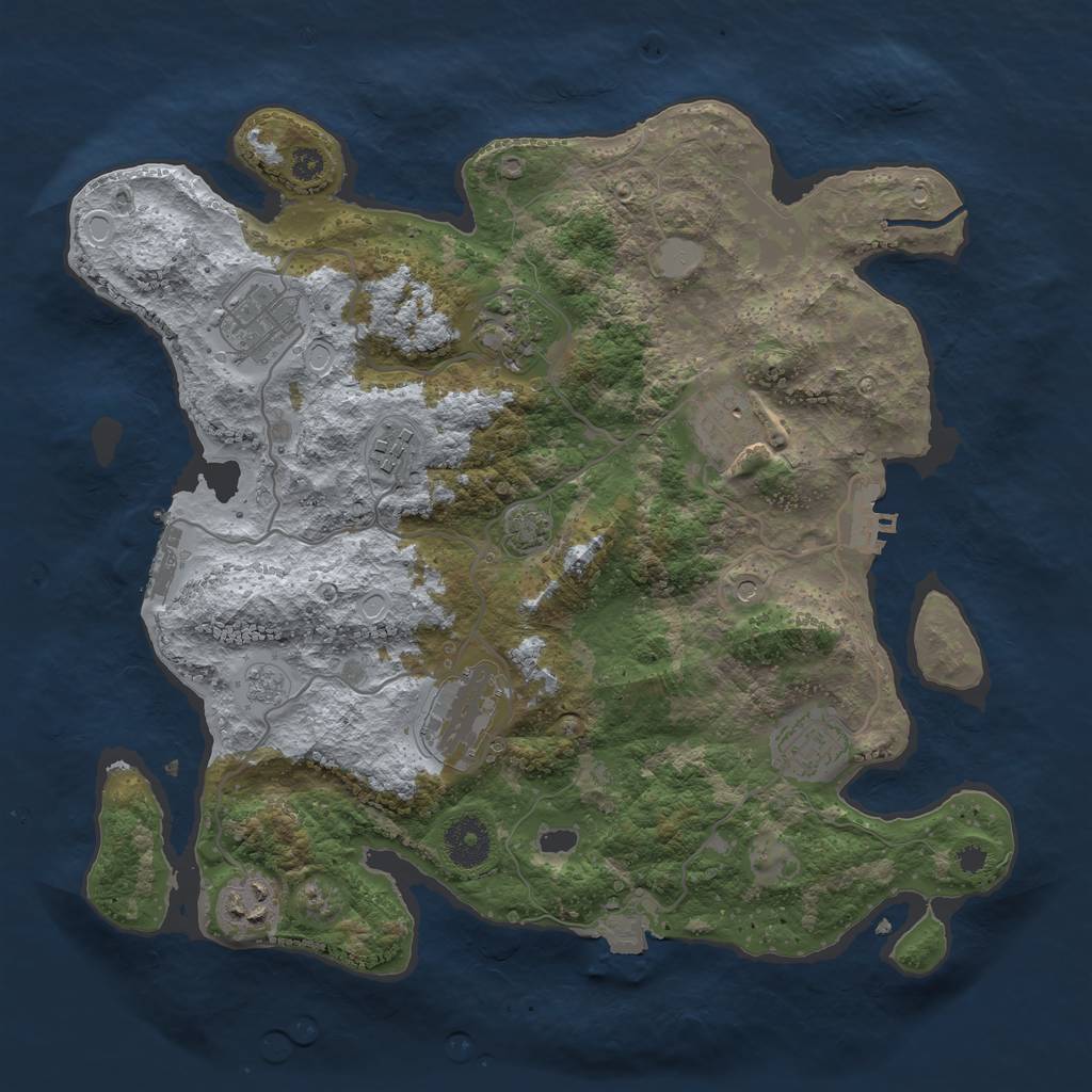 Rust Map: Procedural Map, Size: 3400, Seed: 1051989971, 15 Monuments