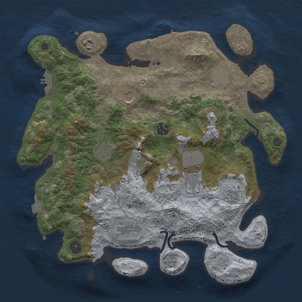 Rust Map: Procedural Map, Size: 3700, Seed: 194592909, 18 Monuments