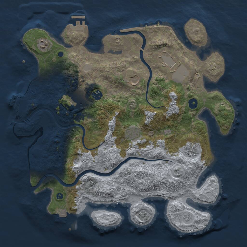 Rust Map: Procedural Map, Size: 3700, Seed: 194592909, 14 Monuments