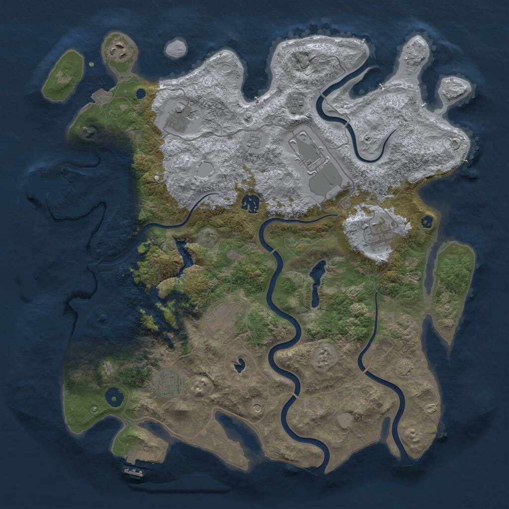 Rust Map: Procedural Map, Size: 4100, Seed: 1997, 14 Monuments