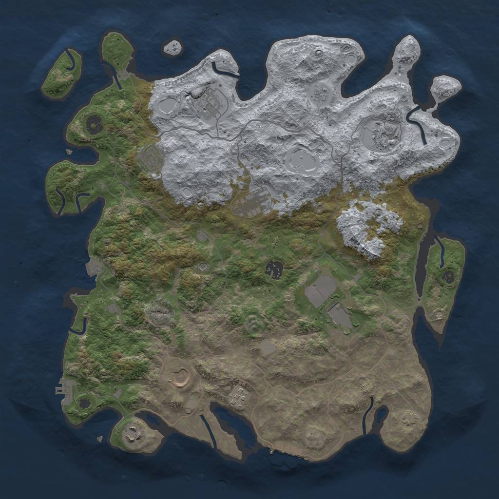 Rust Map: Procedural Map, Size: 4100, Seed: 1997, 17 Monuments