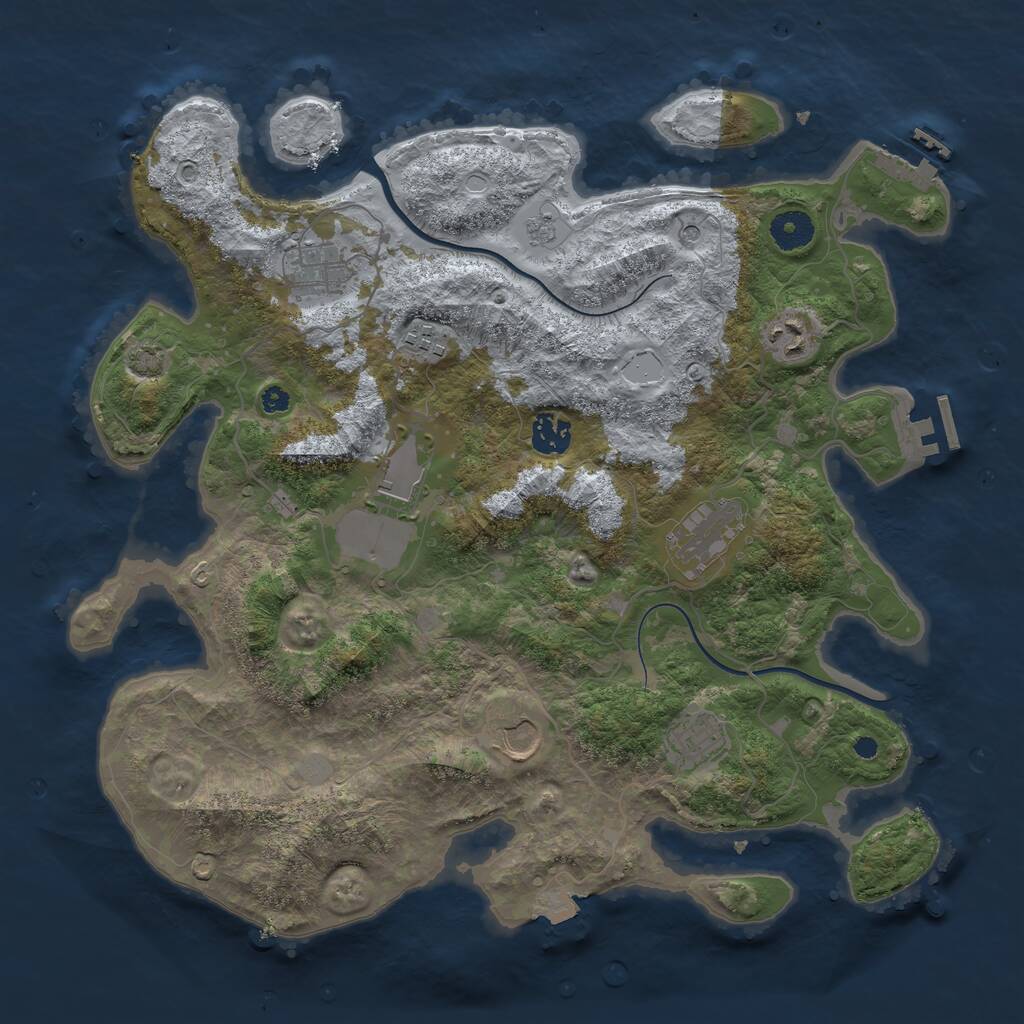 Rust Map: Procedural Map, Size: 3750, Seed: 12825384, 14 Monuments