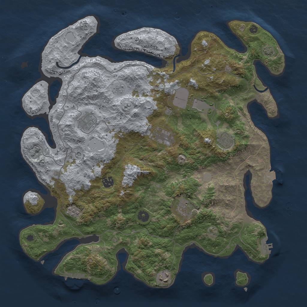 Rust Map: Procedural Map, Size: 4000, Seed: 642200120, 16 Monuments