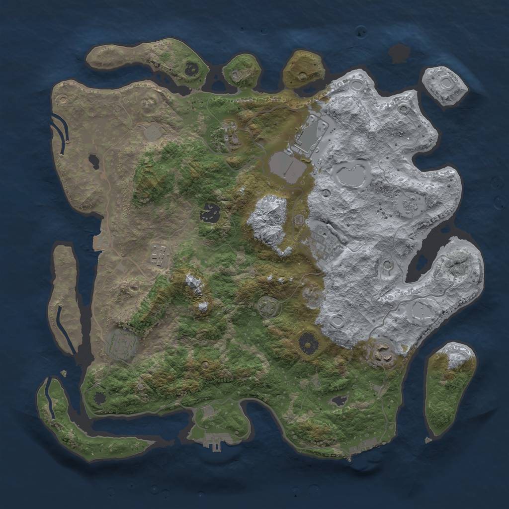 Rust Map: Procedural Map, Size: 3750, Seed: 729703525, 15 Monuments
