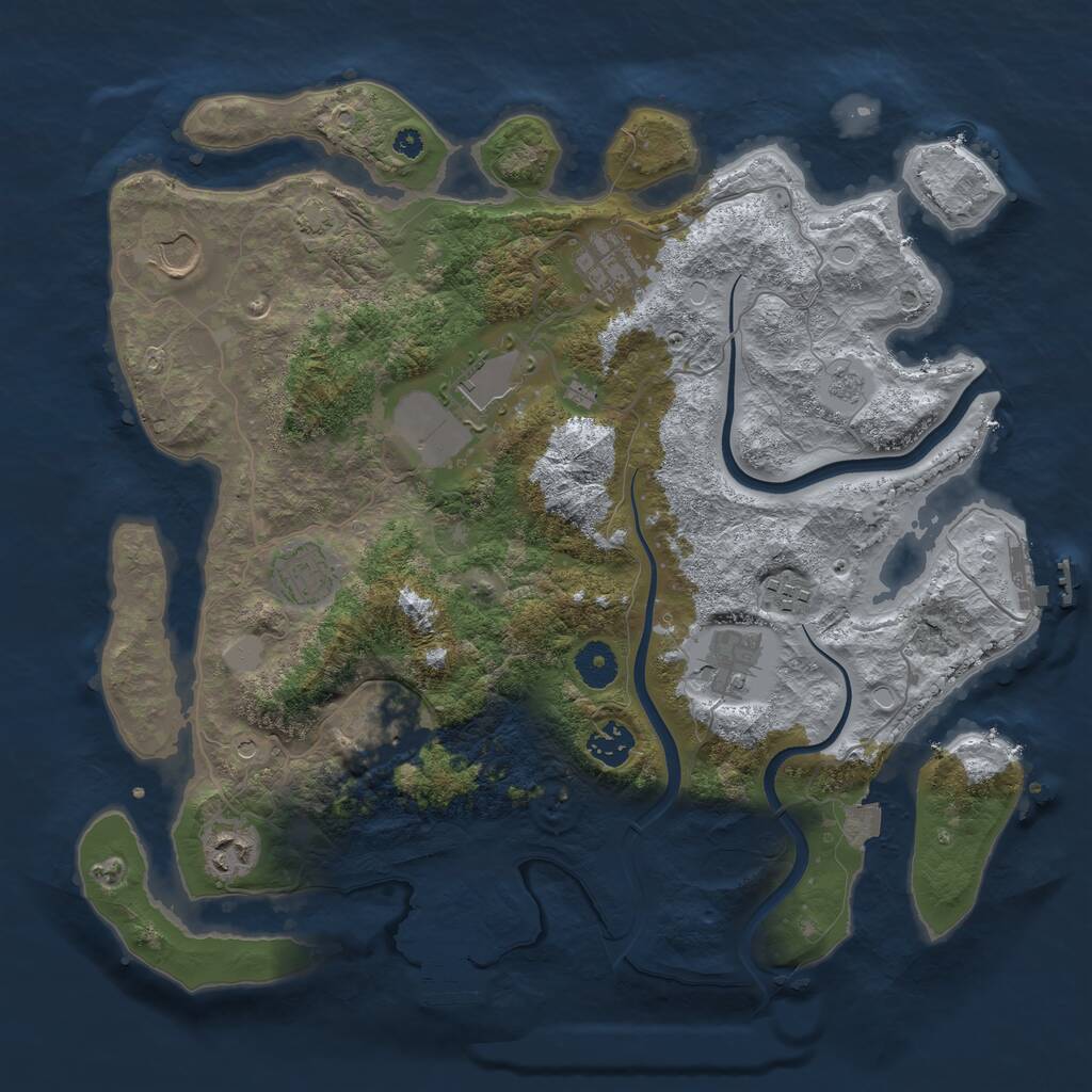 Rust Map: Procedural Map, Size: 3750, Seed: 729703525, 15 Monuments