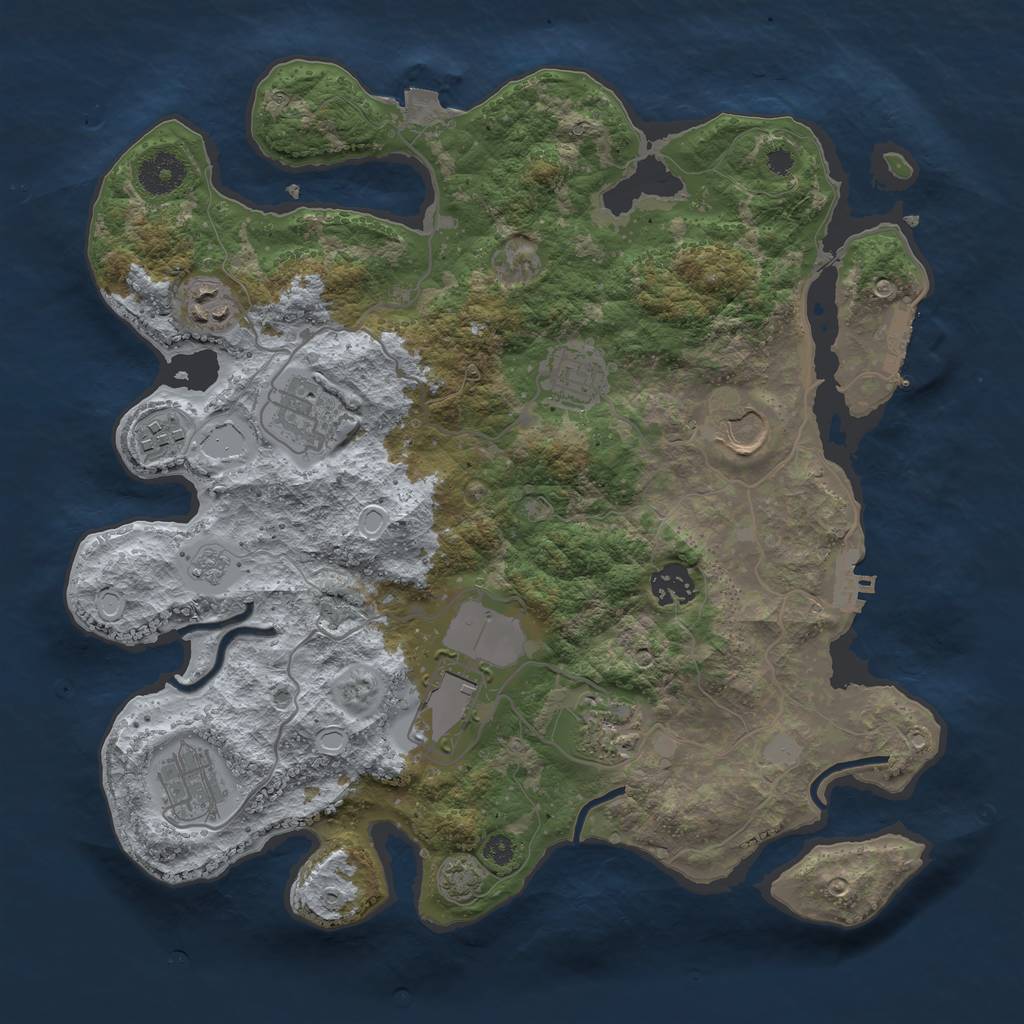 Rust Map: Procedural Map, Size: 3500, Seed: 1301967326, 16 Monuments