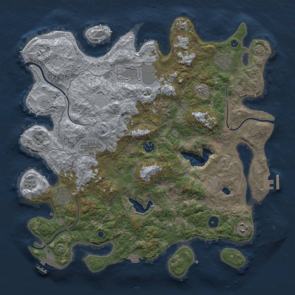 Rust Map: Procedural Map, Size: 4100, Seed: 20272258, 14 Monuments
