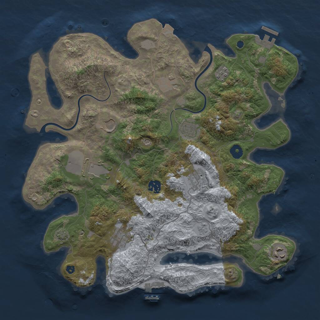 Rust Map: Procedural Map, Size: 3650, Seed: 8055741, 15 Monuments
