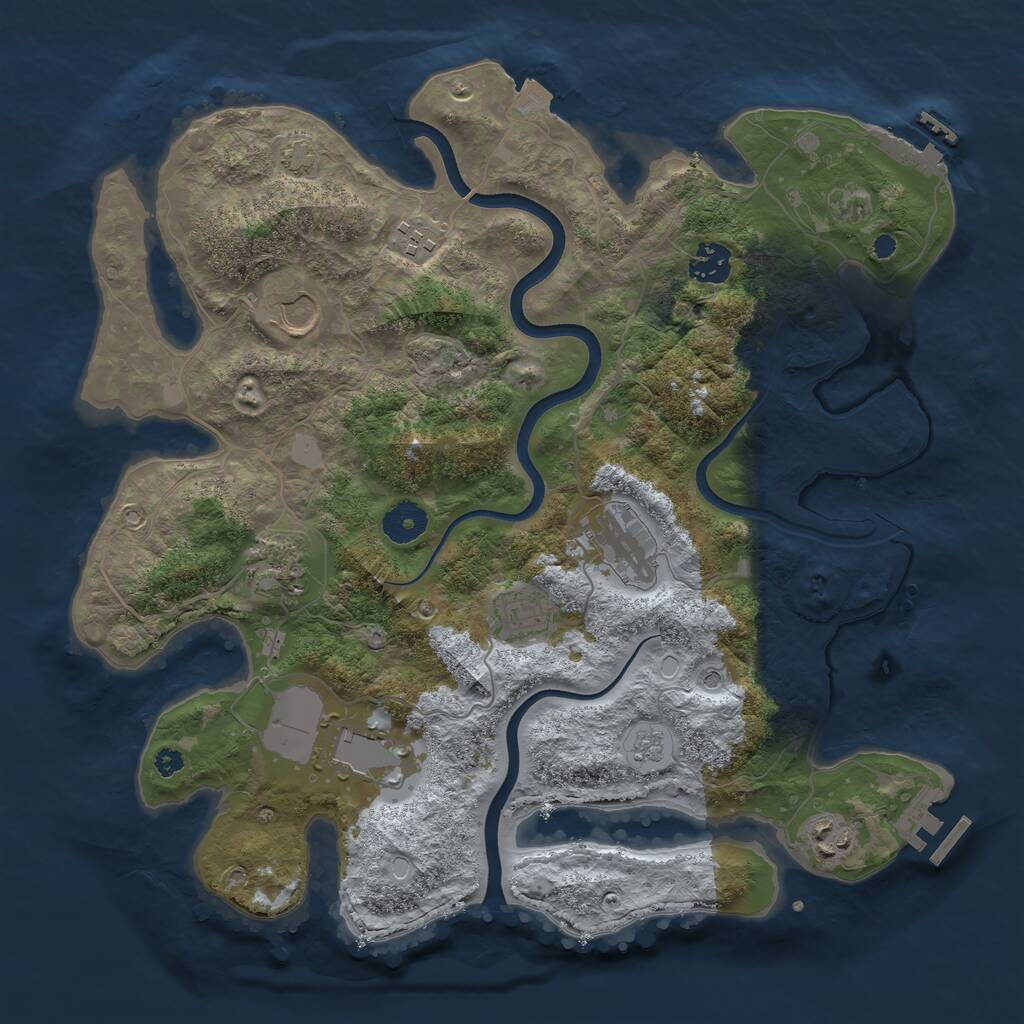 Rust Map: Procedural Map, Size: 3650, Seed: 8055741, 14 Monuments