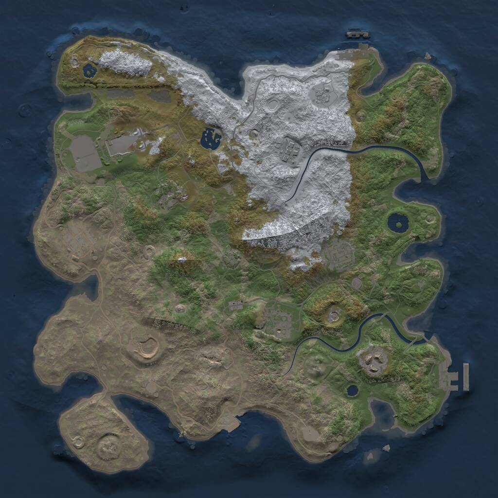 Rust Map: Procedural Map, Size: 3600, Seed: 1019560205, 15 Monuments