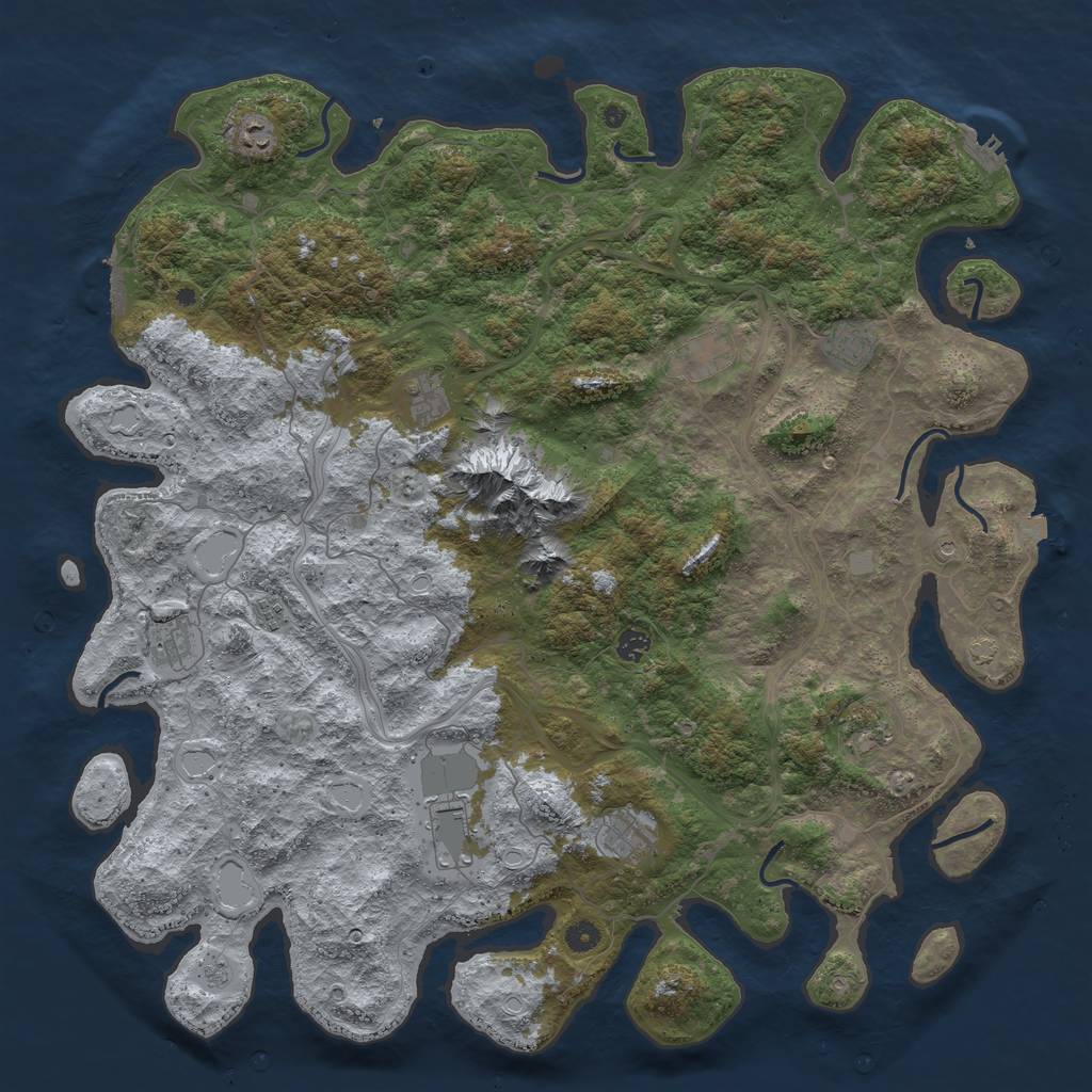 Rust Map: Procedural Map, Size: 5000, Seed: 358643, 18 Monuments