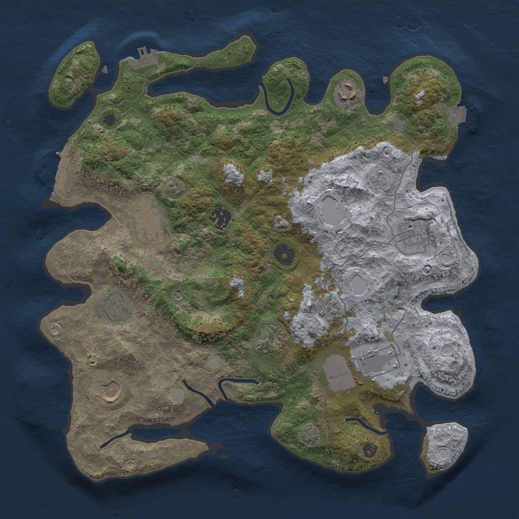 Rust Map: Procedural Map, Size: 3700, Seed: 144424854, 17 Monuments