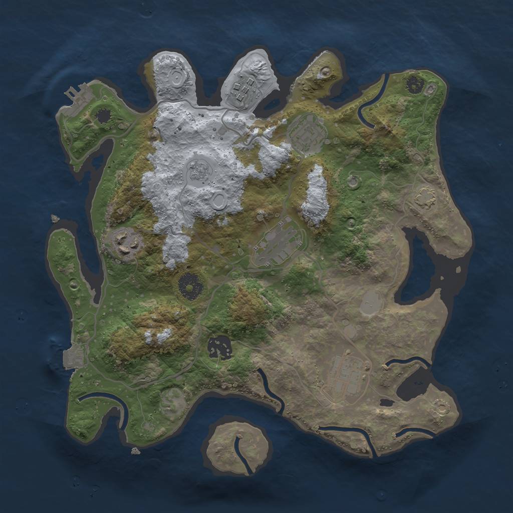 Rust Map: Procedural Map, Size: 3000, Seed: 773084257, 12 Monuments