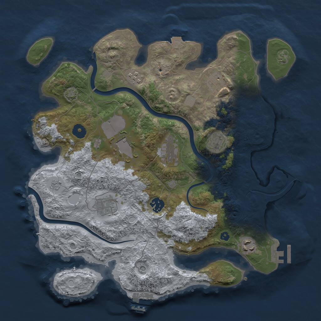 Rust Map: Procedural Map, Size: 3500, Seed: 1596826430, 14 Monuments