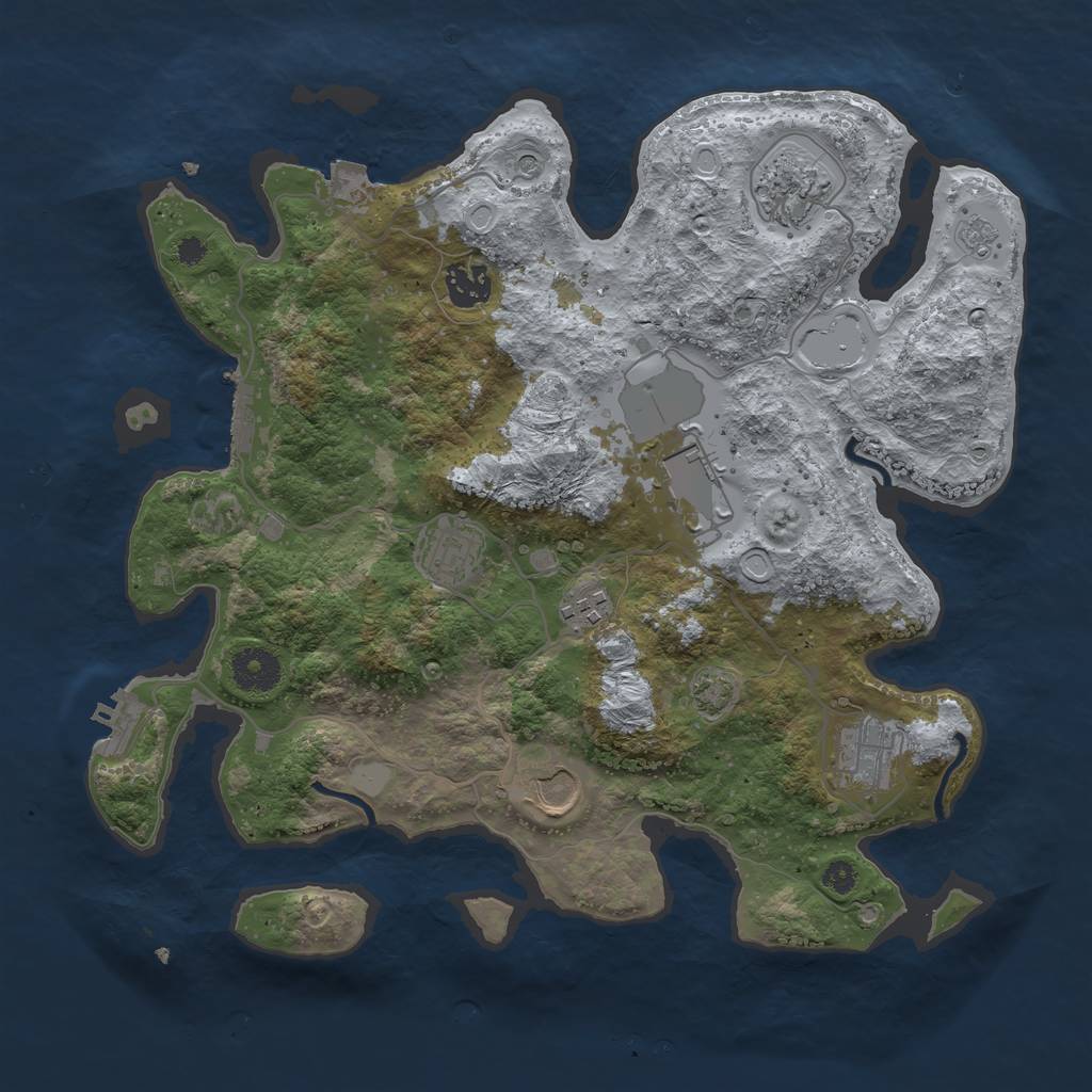 Rust Map: Procedural Map, Size: 3500, Seed: 865969916, 15 Monuments