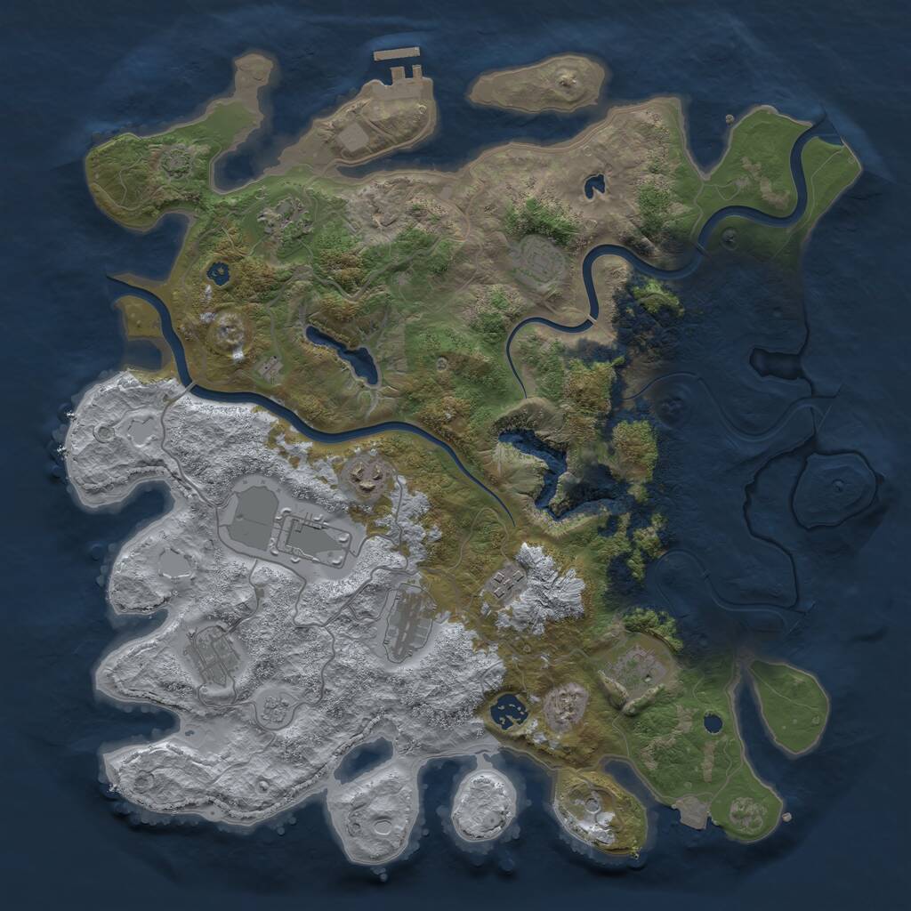 Rust Map: Procedural Map, Size: 4000, Seed: 1450534518, 14 Monuments