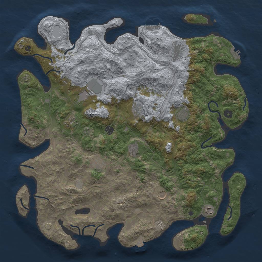 Rust Map: Procedural Map, Size: 4500, Seed: 168032, 19 Monuments